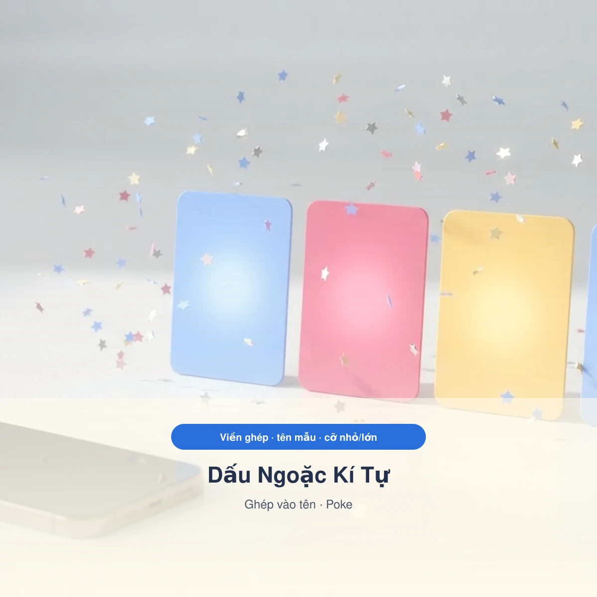 Viền ghép dấu ngoặc, tên mẫu và cỡ nhỏ/lớn